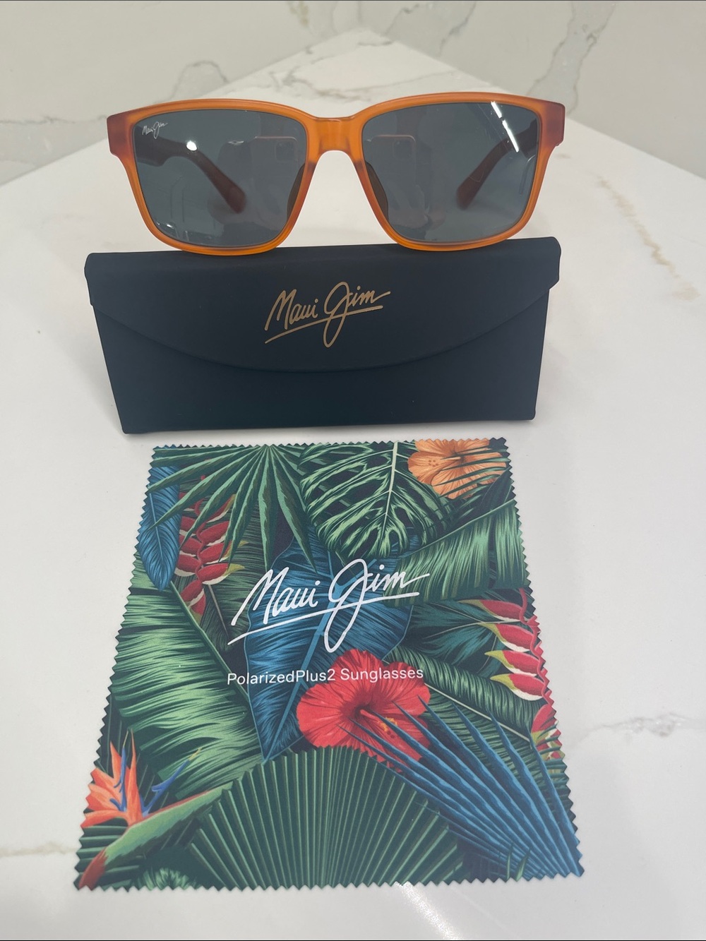 Maui Jim Kuniahi AF Sunglasses in Matte Transparent Orange with Case and Cloth